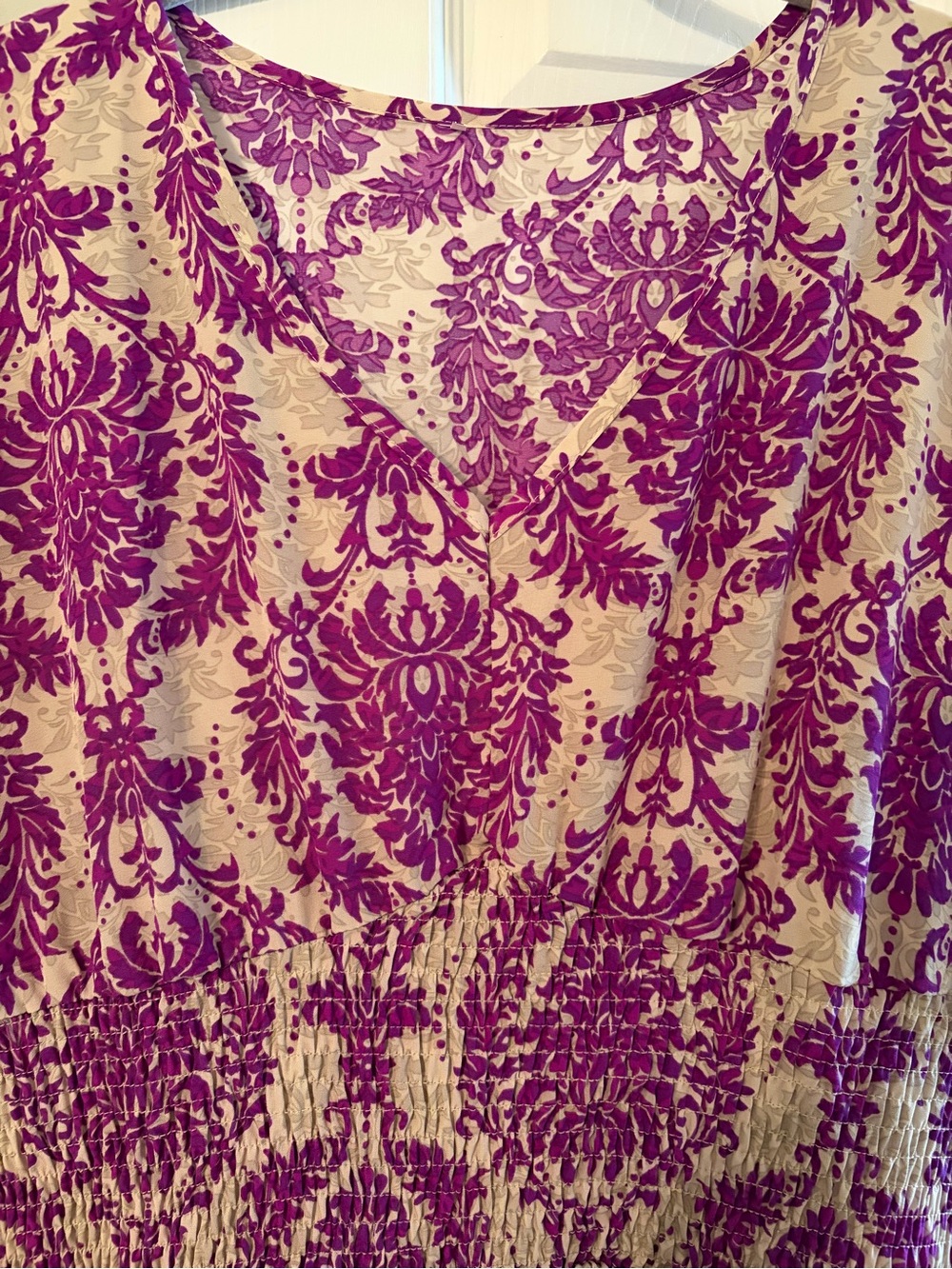 Women’s Purple Printed V-Neck Midi Dress NWOT - Picture 3 of 9